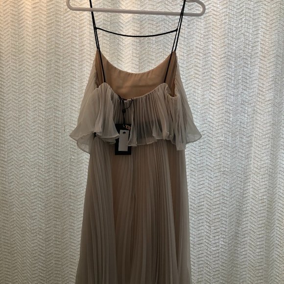ABS Cream Color Tiered Mini Party Dress - Picture 5 of 6